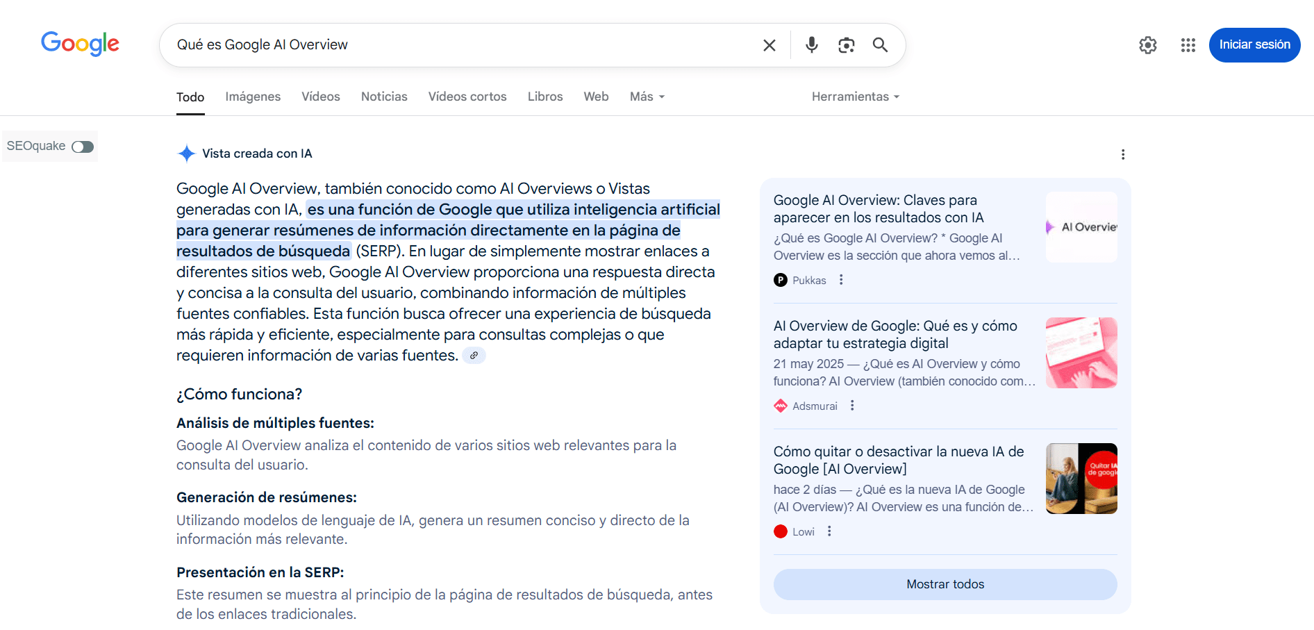 Qué es Google AI Overview